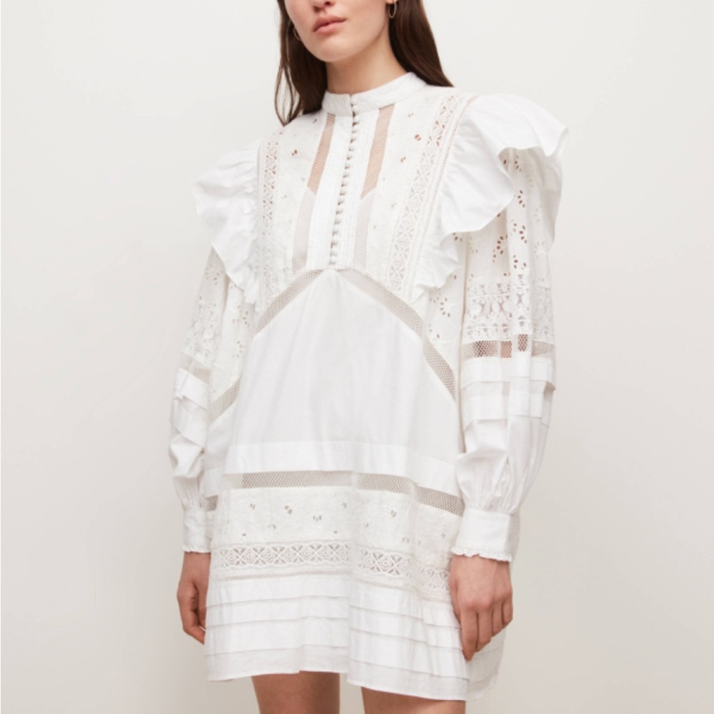 All Saints Prim Broderie White Mini Dress - 4